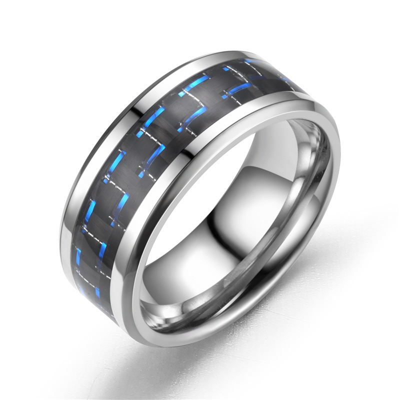 Fashion Stainless Steel Carbon Fiber Rings For Men Titanium Tungsten Ring Couple Jewelry Women Wedding