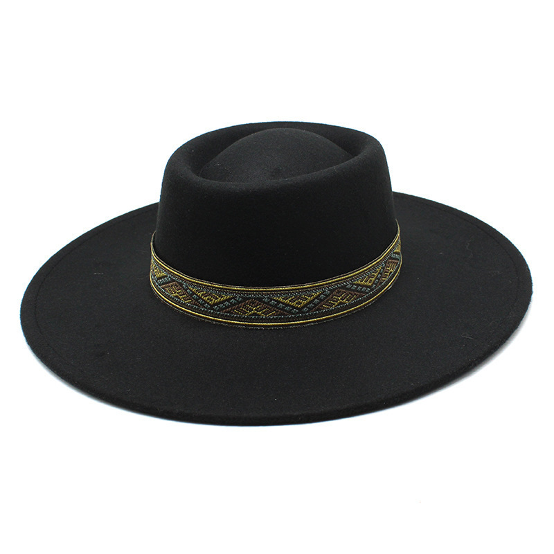 2022 New Wholesale Pro Celia Big Wide Brim Women Fedora Hat Simple Band Classic Men t with Belt Buckle Felt Panama Hat