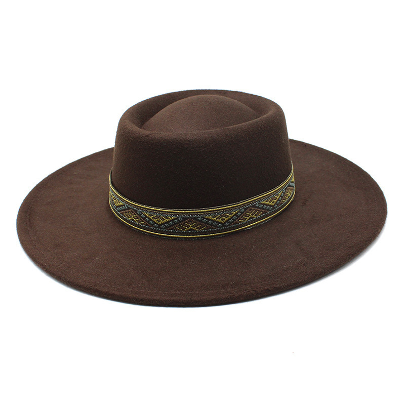 2022 New Wholesale Pro Celia Big Wide Brim Women Fedora Hat Simple Band Classic Men t with Belt Buckle Felt Panama Hat