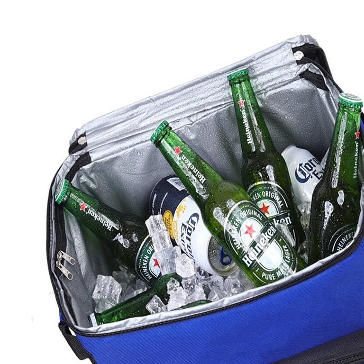 New Arrival Large Capacity Nylon Cooler Bag Insulated Thermal Folding Rolling Outdoor Picnic Beer Fishing Cooler Wheels Spring