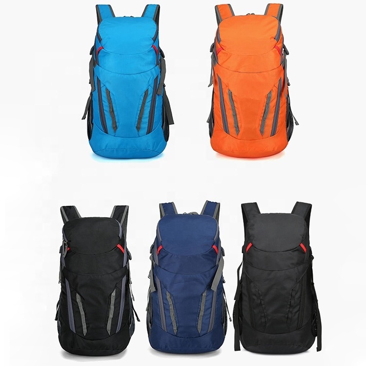 Custom Logo Backpack Well-Designed Blue 33L Nylon Mountain Backpack Bags Outdoor Travelling Waterproof Hiking Backpack