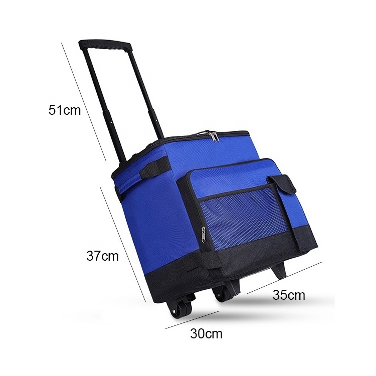 New Arrival Large Capacity Nylon Cooler Bag Insulated Thermal Folding Rolling Outdoor Picnic Beer Fishing Cooler Wheels Spring