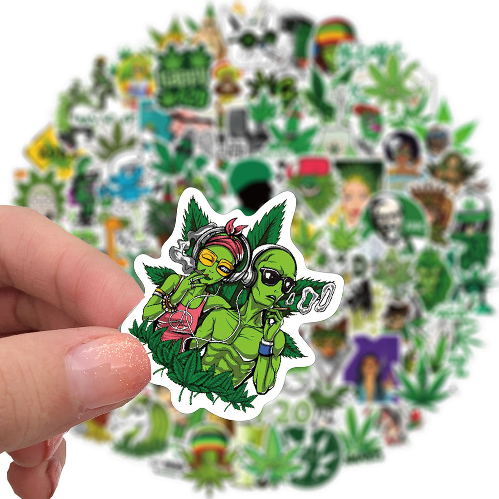 50/100pcs Anime Weed Leaves Graffiti Stickers for Laptop Luggage Car Skateboard Waterproof Cool Sticker Packs Decal Toys