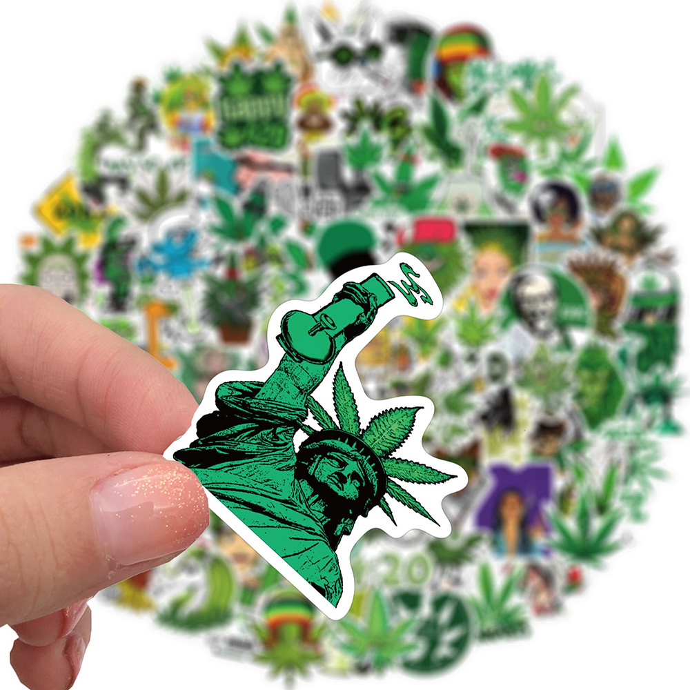 50/100pcs Anime Weed Leaves Graffiti Stickers for Laptop Luggage Car Skateboard Waterproof Cool Sticker Packs Decal Toys