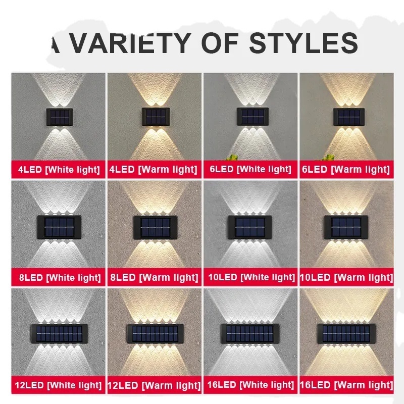 Solar Wall Lamp Outdoor Waterproof Solar Lights Up And Down Luminous Lighting For Garden Street Landscape Balcony Outdoor Decor