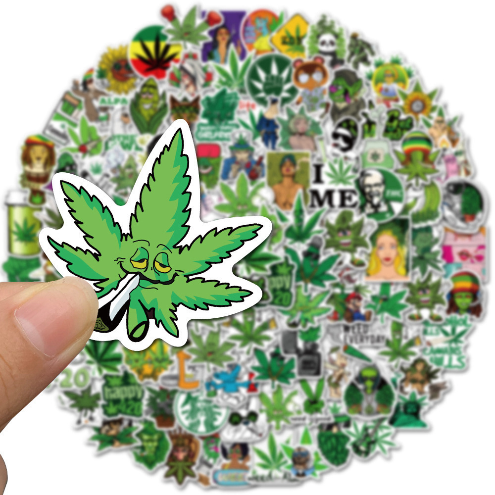 50/100pcs Anime Weed Leaves Graffiti Stickers for Laptop Luggage Car Skateboard Waterproof Cool Sticker Packs Decal Toys