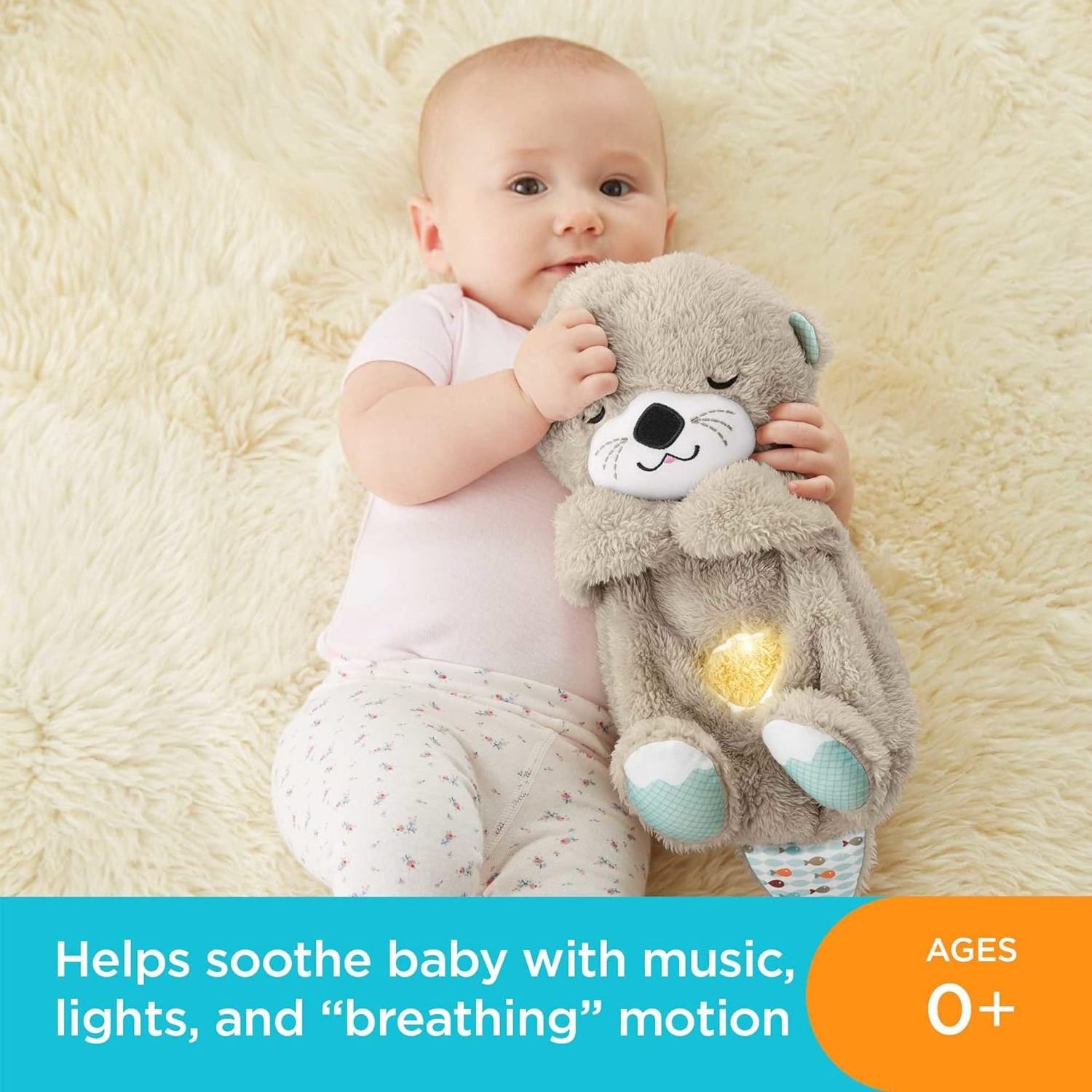 Portable Soothe and Snuggle Otter Music Lights & Rhythmic Breathing Motion Newborn Baby Musical Toys Sleep Buddy Breathing Otter