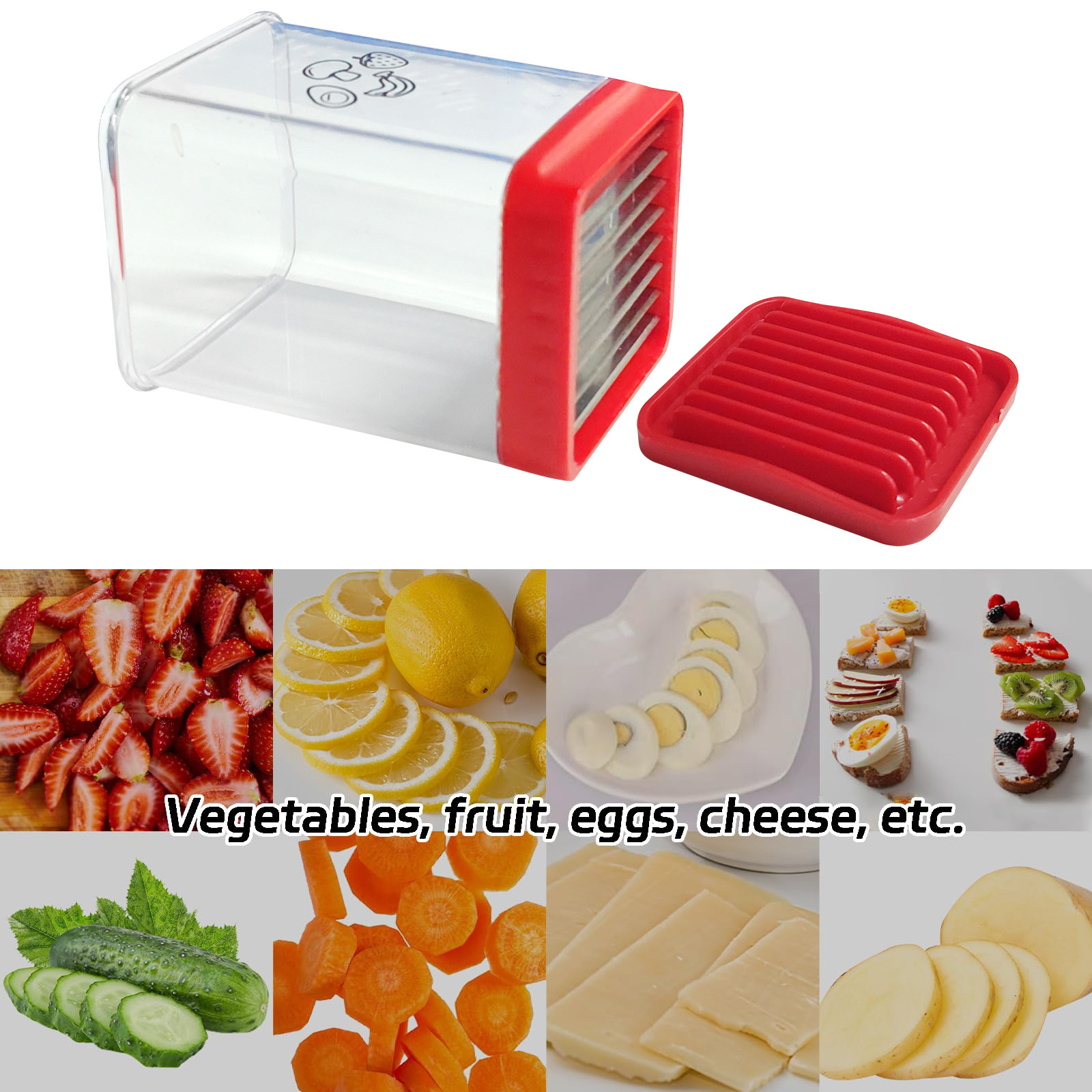 Sharp Stainless Steel Blade Fruit Cup Slicer Egg Strawberry Slicer for Soft Fruit, Banana, Kiwi, Quickly Making Fruit Salad