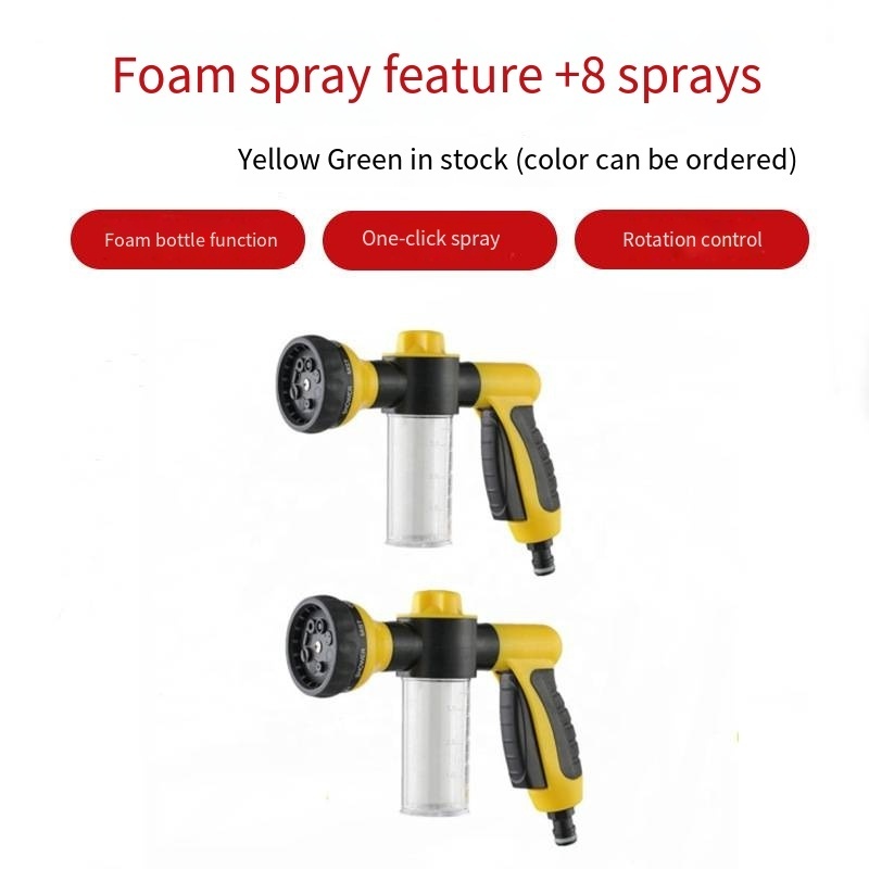 Foam Cannon Bottle Soap Sprayer Garden Hose Nozzle High Pressure 8 in 1 Car Wash Brush Foam Gun for Lawn, Car Wash, Cleaning