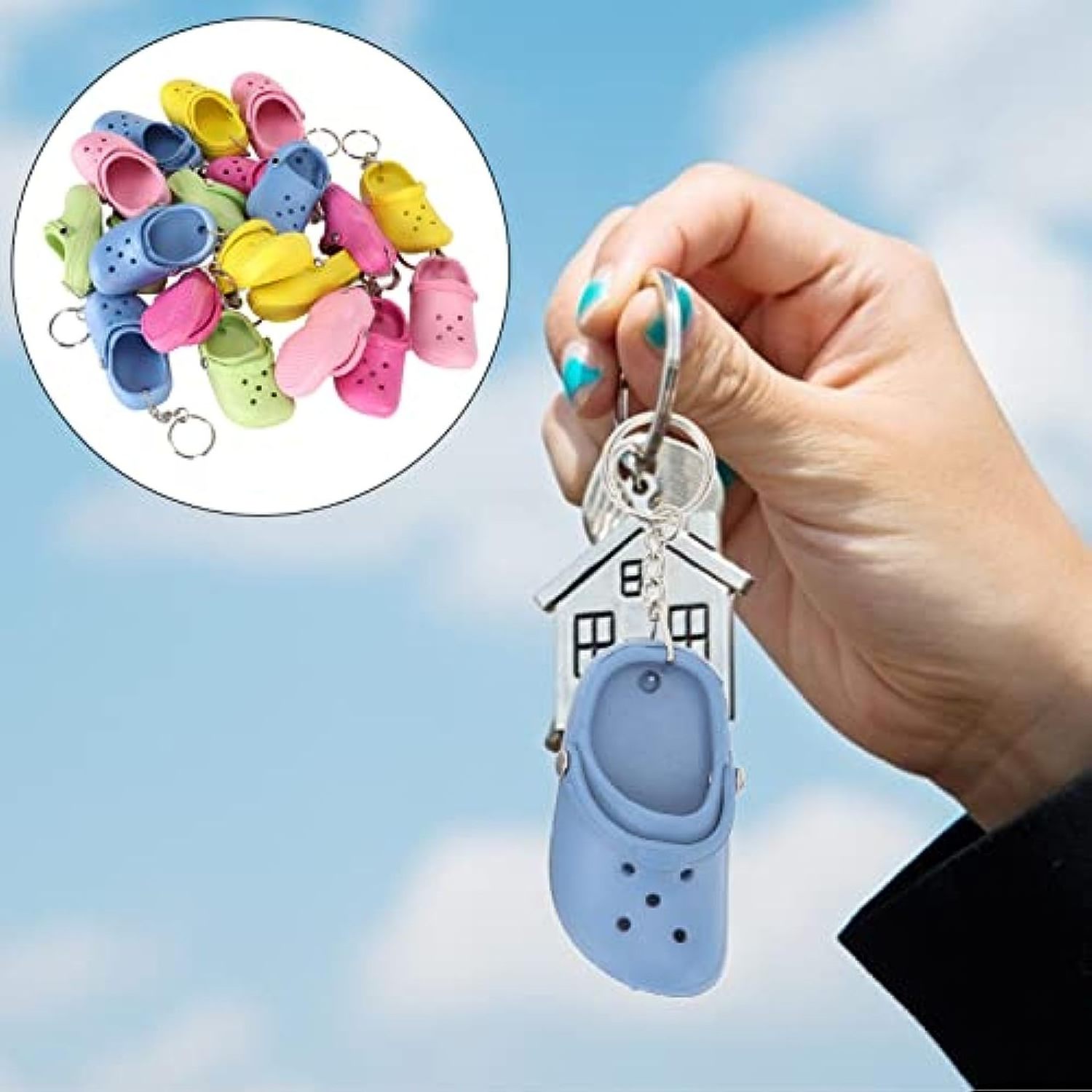 adorable 3d mini shoe keychain, Cute Charms Shoe Keychain, Mini Shoe Decor Pendant Small Charms Slipper Keychains