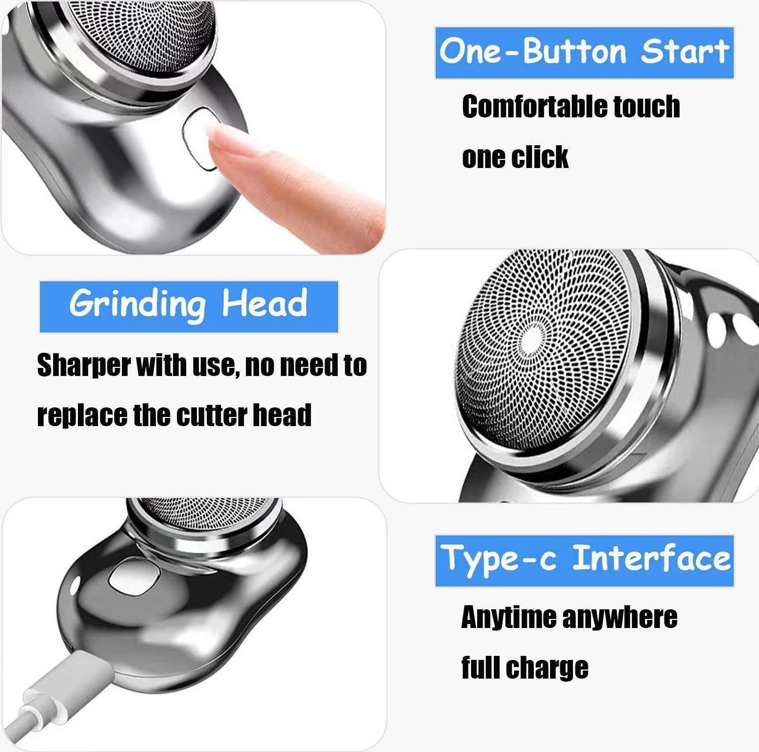 Micro Vibration Bass Motor USB Washable Facial Hair Remover Small Flexible Razors,Mini Shaver Portable Electric Pocket Shave