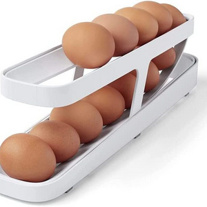 New Design  2 Tier Fresh Egg Organizer Auto Scrolling Rolling Egg Holder Organizer for Refrigerator