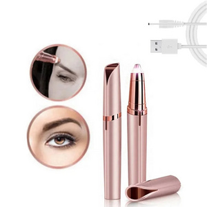 luxury Painless Portable Electric Eyebrow Epilator Hair Remover pen eyebrow razor Eyebrow Trimmer for Women with LED Light