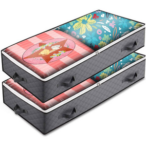 Large Underbed Storage Container 120g Composite Non-woven Under Bed Storage Bag with Window Folding Paper Board Bins for Home