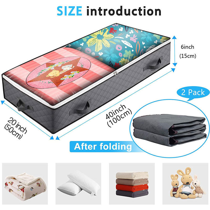 Large Underbed Storage Container 120g Composite Non-woven Under Bed Storage Bag with Window Folding Paper Board Bins for Home