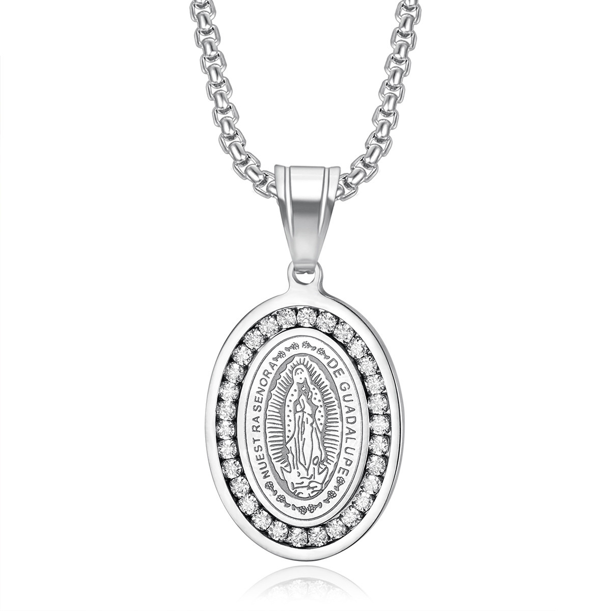 New Hip Hop Guadalupe Virgin Mary Jewelry Titanium Steel Gold Plated  Pendant For  Necklace