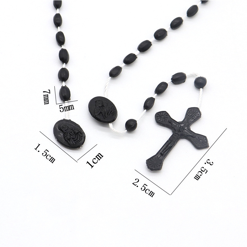 12Pcs Plastic Clasp Glow-in-the-dark Fluorescent Thread Bead Rosary Cross Jewelry Necklace