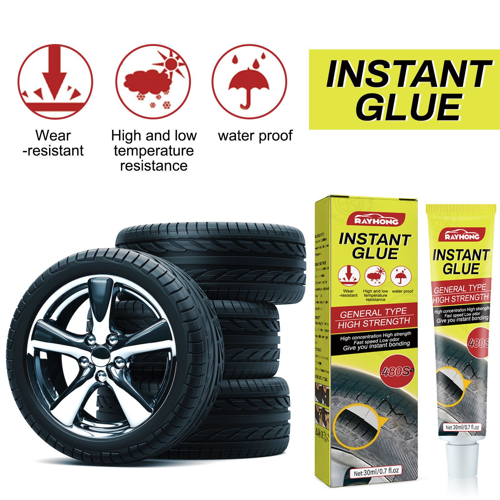 Rayhong tire repair adhesive crack repair Strong Adhesive Tire Glue Repair Waterproof Useful Rubber Glue For Tires