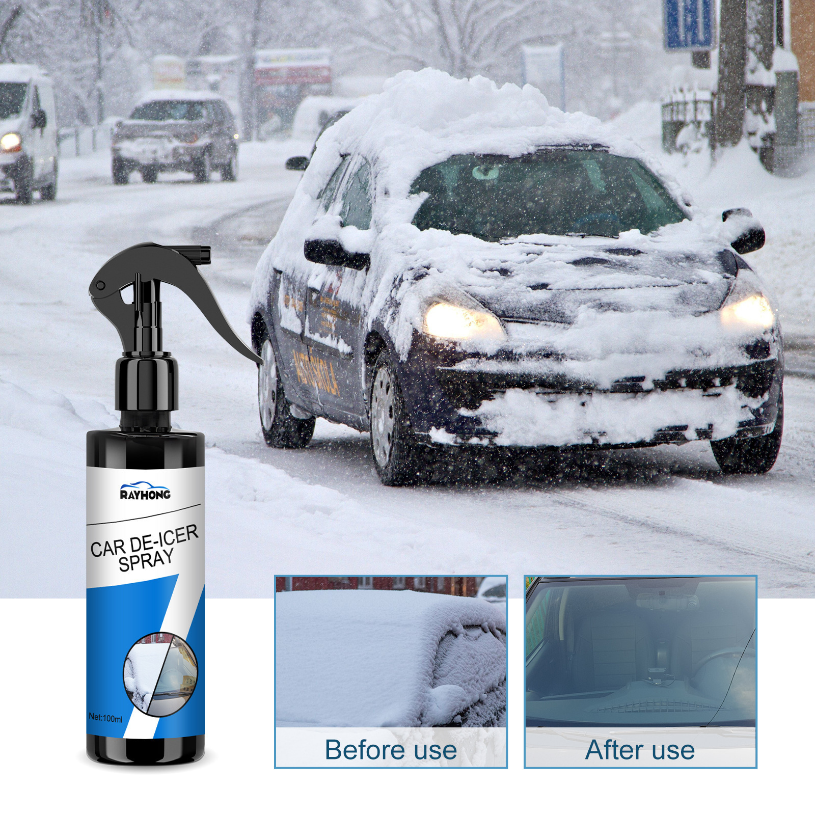 Rayhong Car Snow Removal Spray Quick defrost snow and ice removal spray for car windscreens and Windows