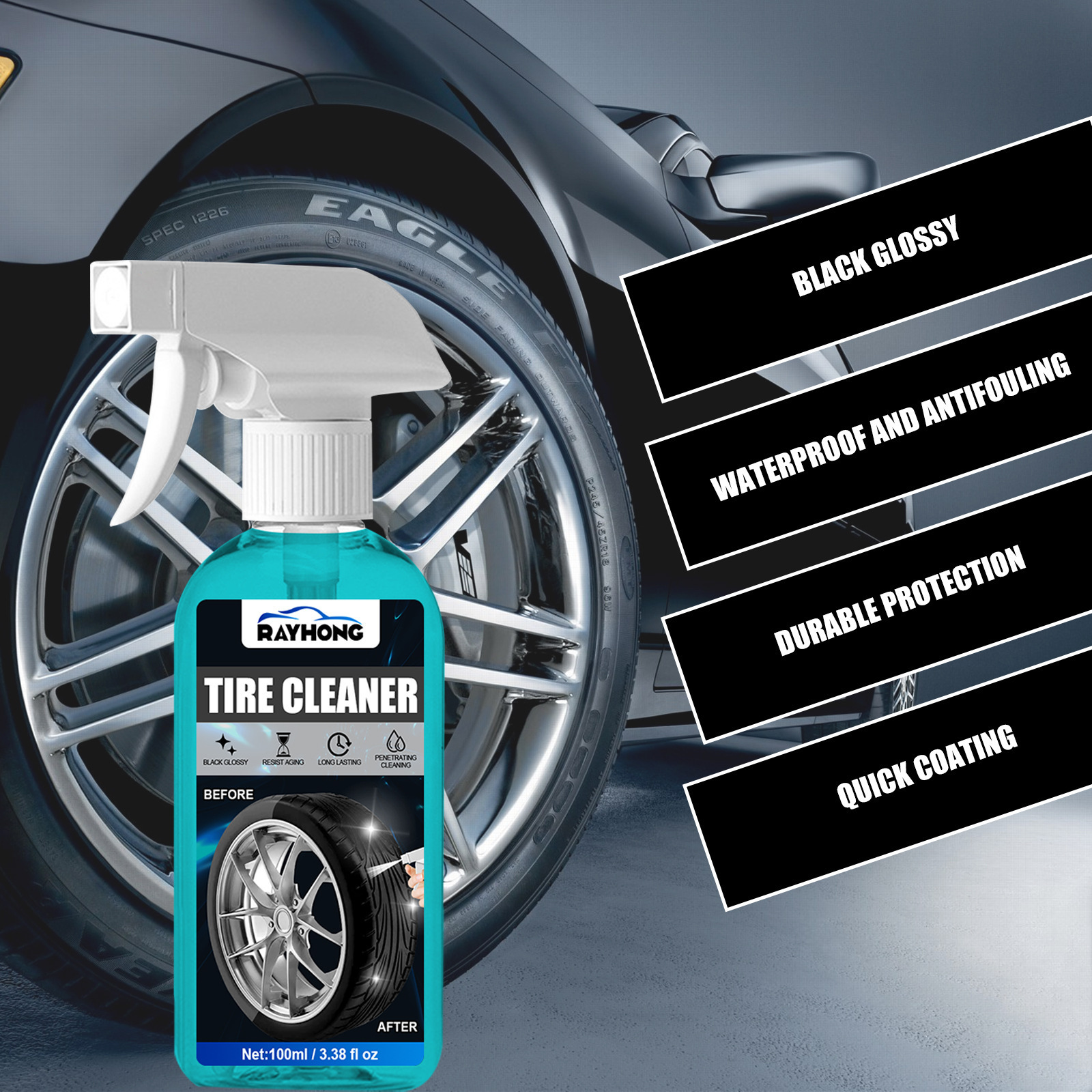 Tire retreading spray Car maintenance tire spray tire polishing protection brightener blackening