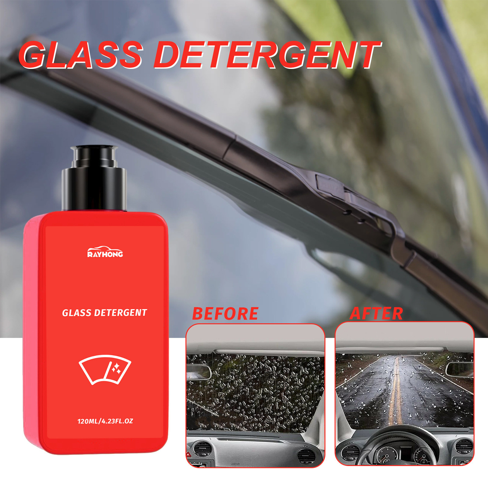 RAYHONG Glass oil Film cleaner Car front windshield window stain remover oil film cleaner