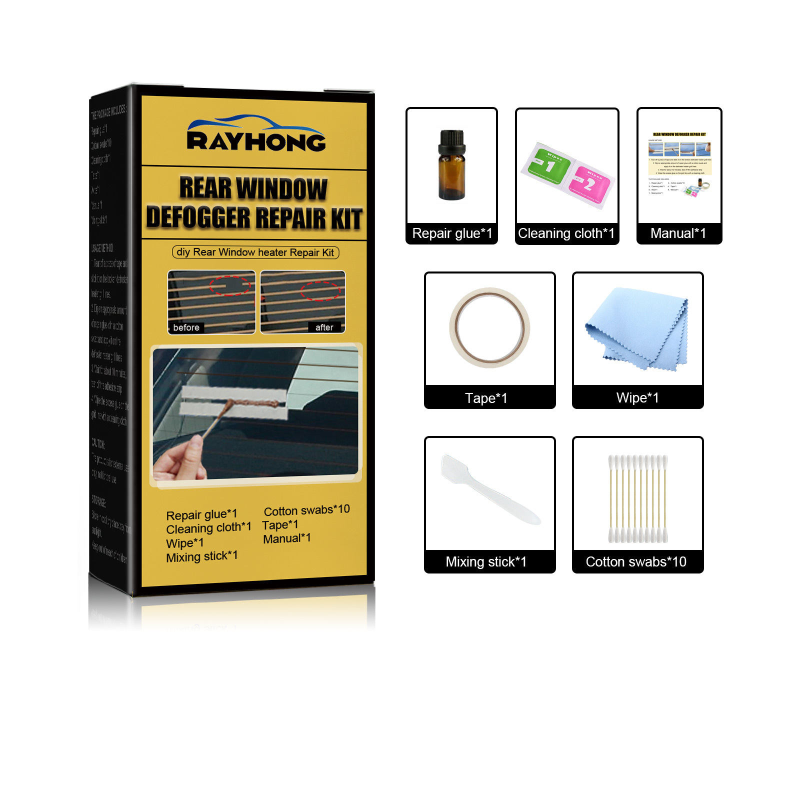 Rayhong Rear window defogging Repair Kit Grille Wire rear window heater defroster repair kit