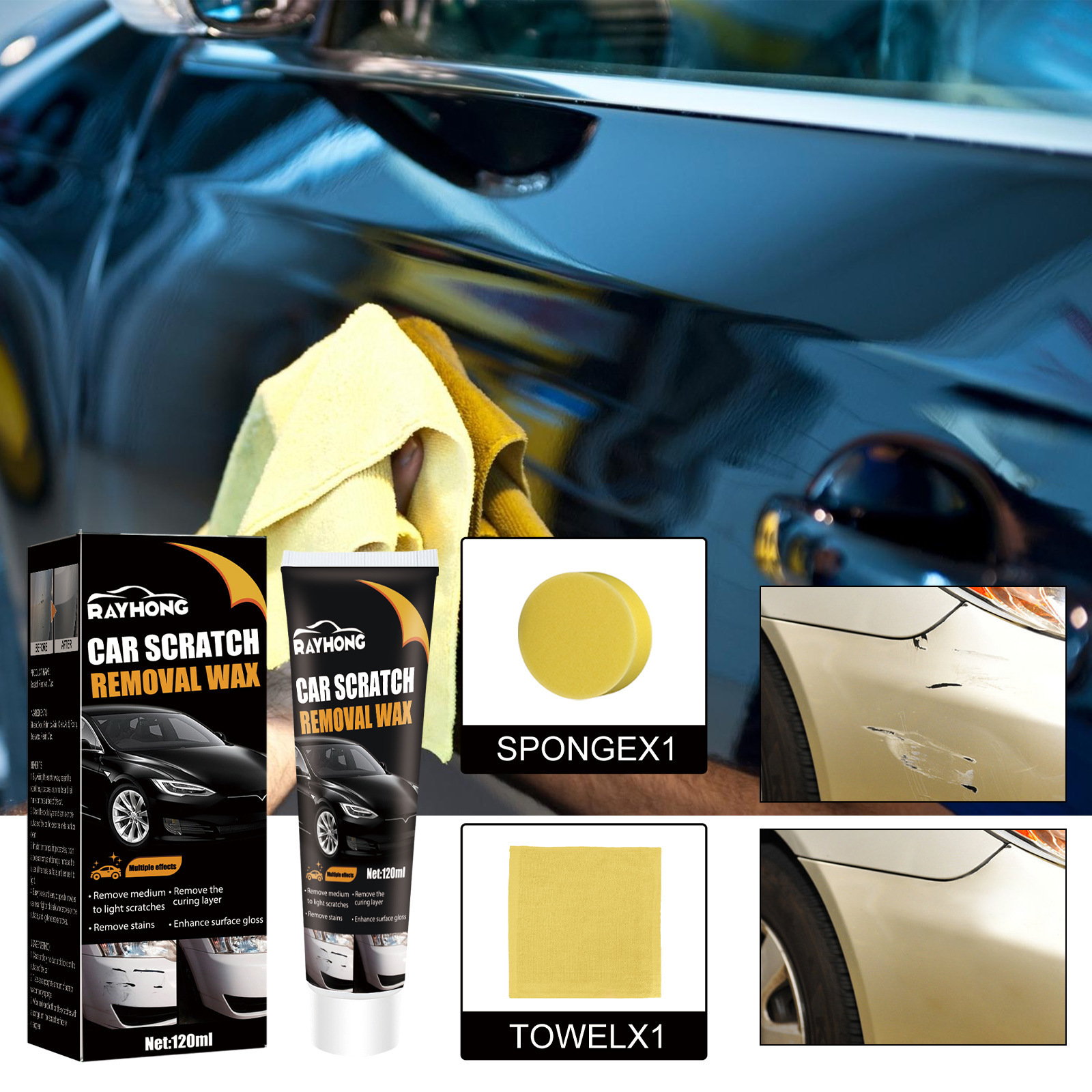 Rayhong Car Scratch wax Car paint Protective polishing to remove marks Maintenance Paint finish repair cleaning decontamination