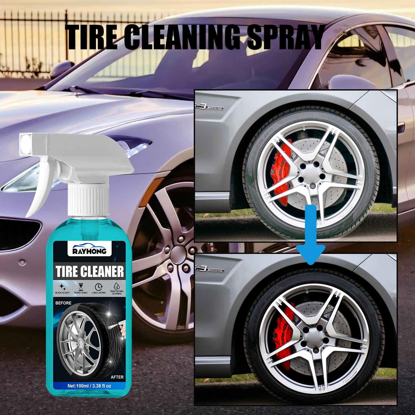 Tire retreading spray Car maintenance tire spray tire polishing protection brightener blackening