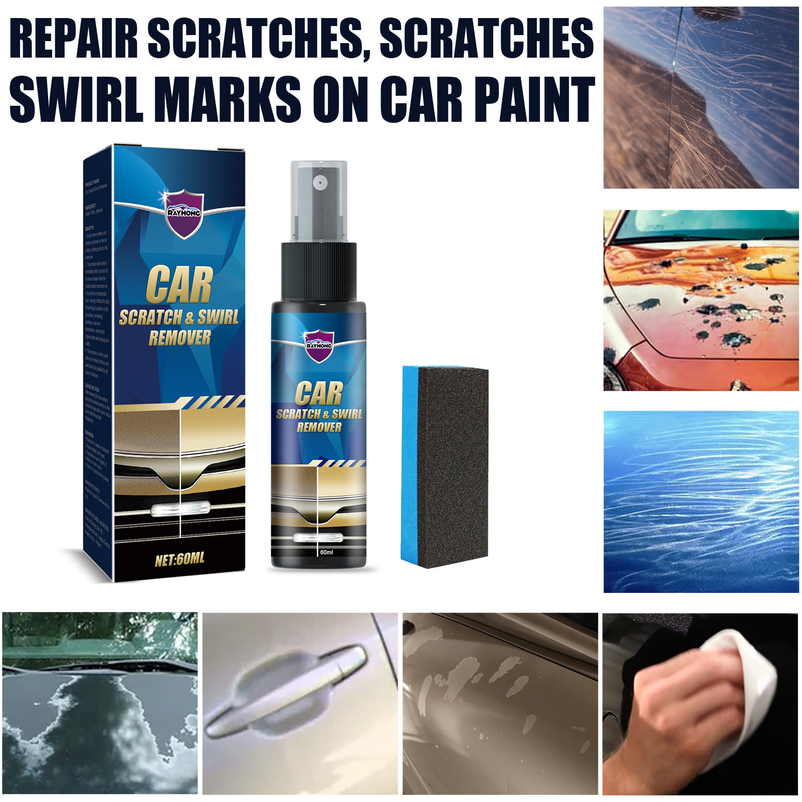 Rayhong Car Scratch Spray Car Paint Scratch Refinish Polishing Refinish Cleaning and care spray