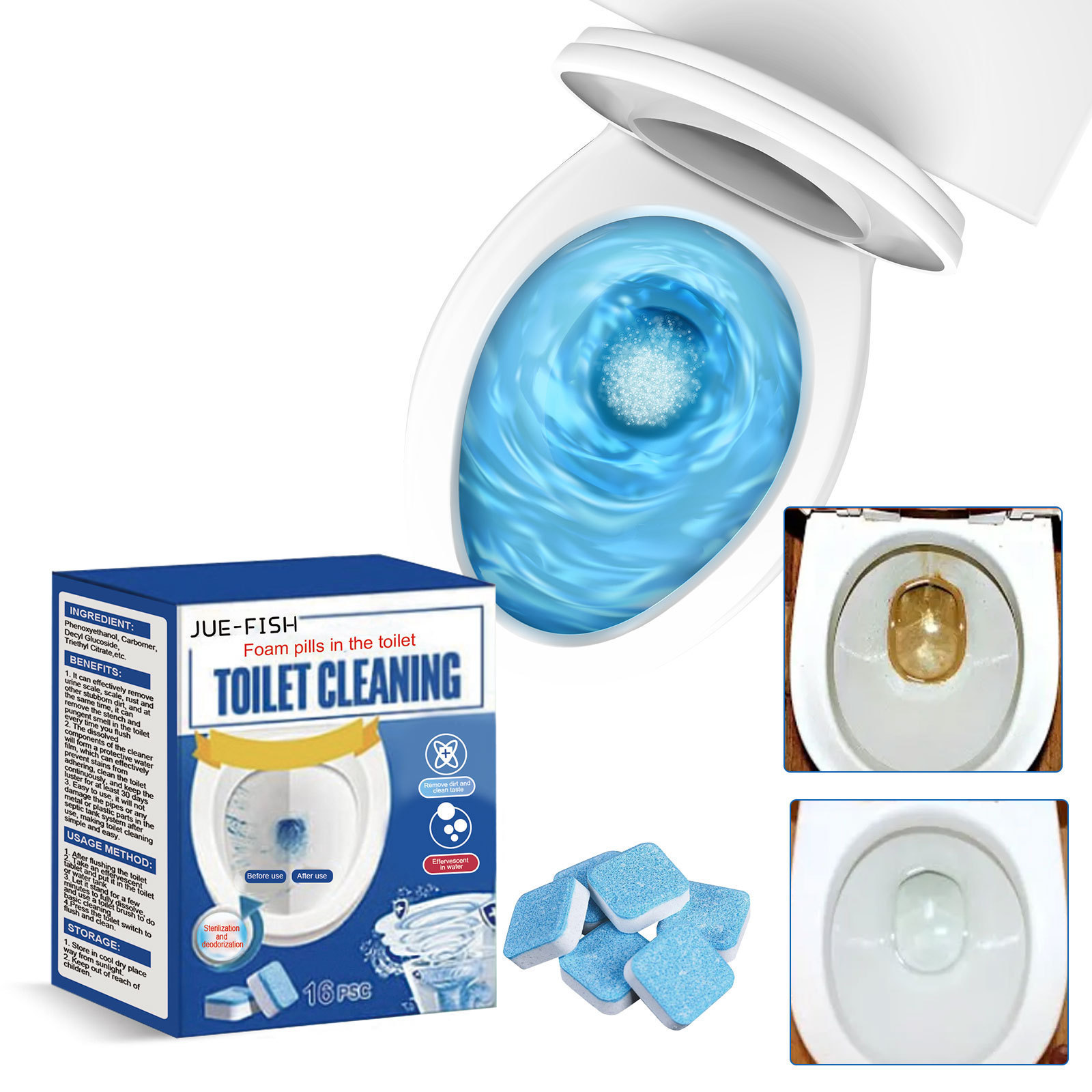 Toilet Effervescent tablet clean decontamination descaling urine stains toilet toilet cleaning spirit deodorization leave fragra