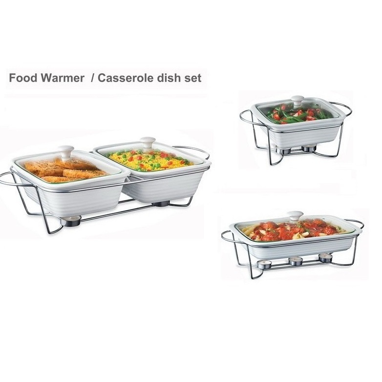 Yanxiang Factory price Bakeware white ceramic chafing dish buffet food warmer with lid porcelain casserole baking dish set