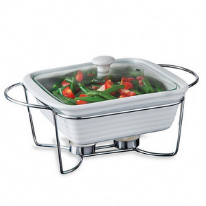 Yanxiang Factory price Bakeware white ceramic chafing dish buffet food warmer with lid porcelain casserole baking dish set