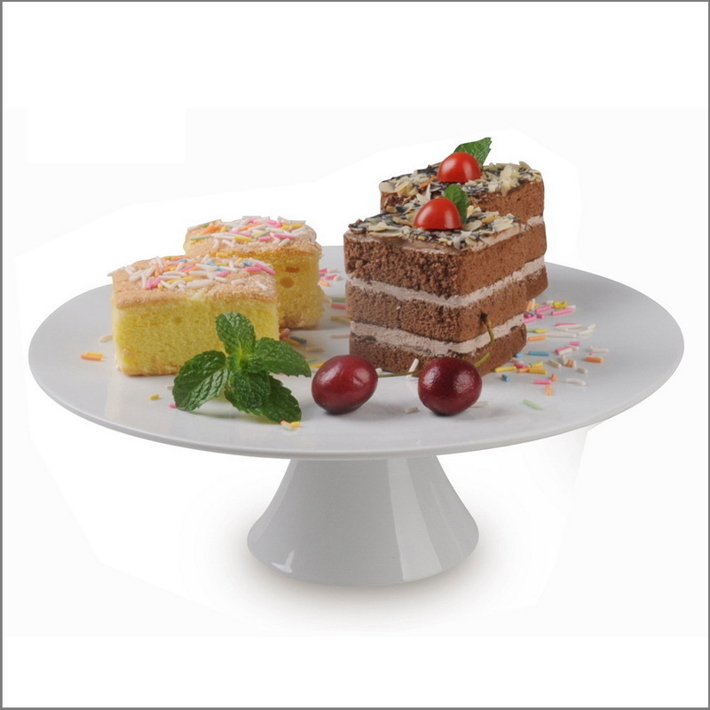 Round Custom Hotel Birthday Party Ceramic Cake Plates White Porcelain Cake Stands For Wedding Cakes