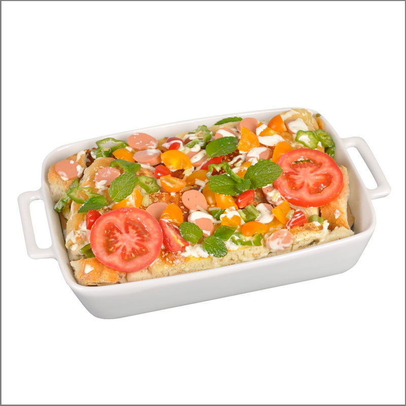 Wholesale Red Rectangle Ceramic Oven Baking Dishes Stoneware Bread Baking Pans Home Kitchen Use Ceramic bakeware sets