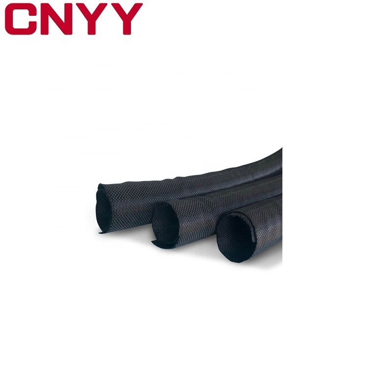 CNYY SCW series Black Self Closing Mesh Braided Cable Sleeving  High Quality Cable Braided Wrap Sleeve Split Braided Sleeve