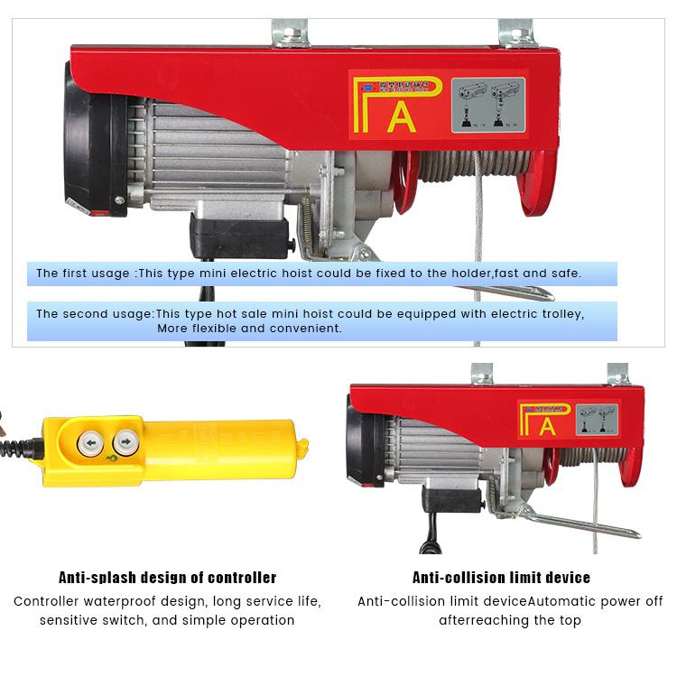 Price 600kg Crane Pa1000 Winch Construction Lift 500kg Small Motor 1000kg Mini Electric Hoist