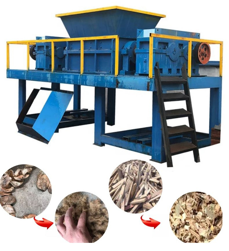 Industrial micro cut paper wood rice straw pellet press double shaft shredder machine