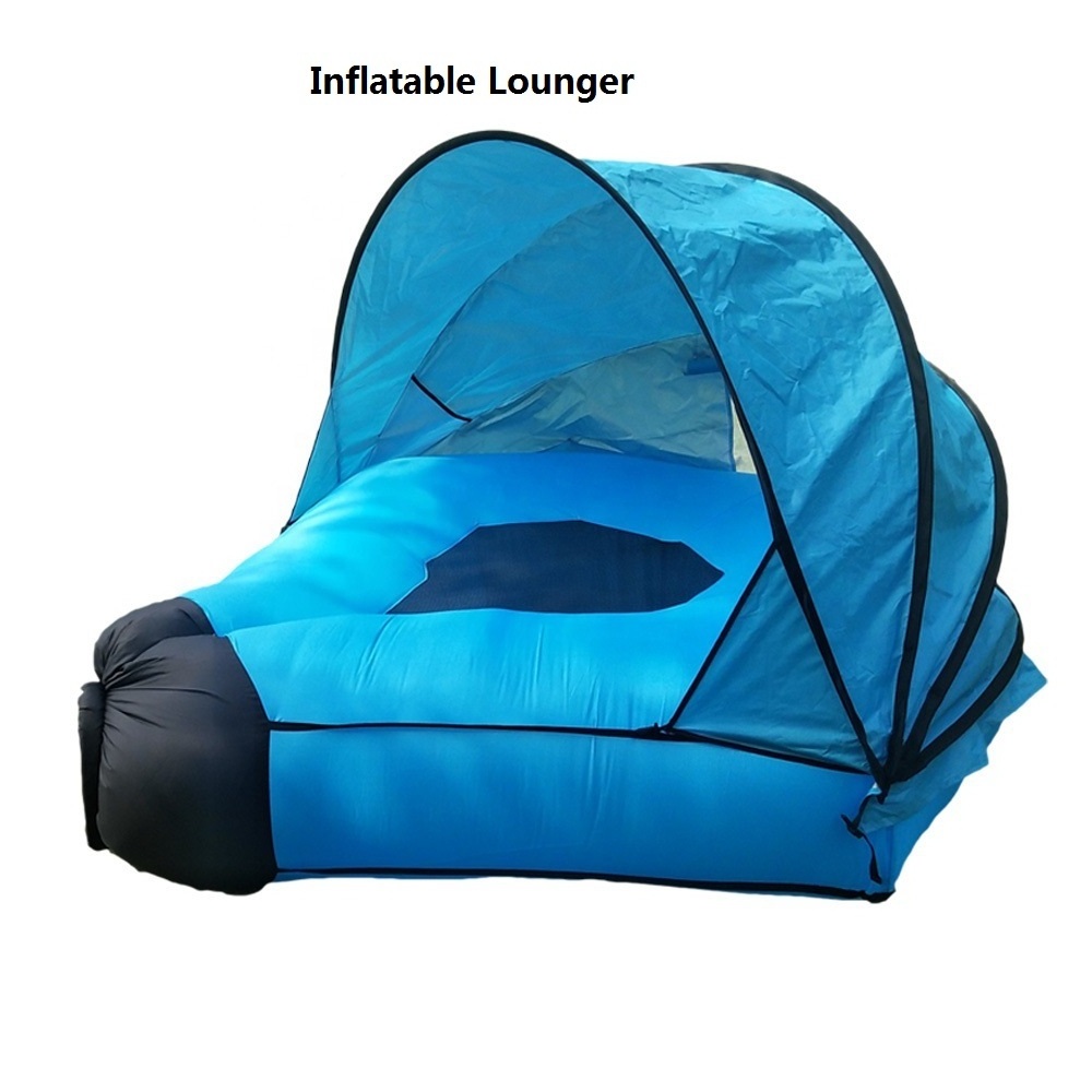 Portable Camping Beach Unique Sunshade Design Inflatable Couch Sofa Air Lounger