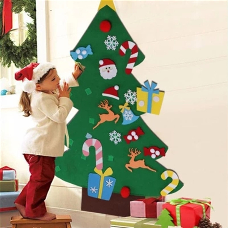 Christmas Decoration Gifts DIY Felt Christmas Wall Tree With Ornament Set For Kids