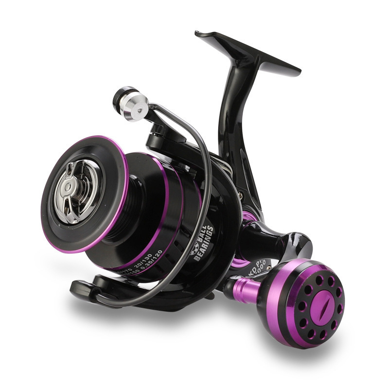 Large Capacity Metal Spool 1000-6000 Max Drag 10kg Powerful Purple Spinning Fishing Reel With EVA Handle