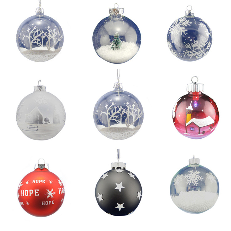 Artdragon DIY Hanging Hand Blown Clear Borosilicate Bubble Glass Christmas Heavy Duty Ball Ornaments