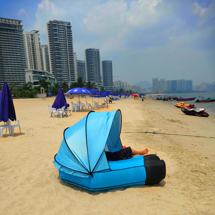 Portable Camping Beach Unique Sunshade Design Inflatable Couch Sofa Air Lounger