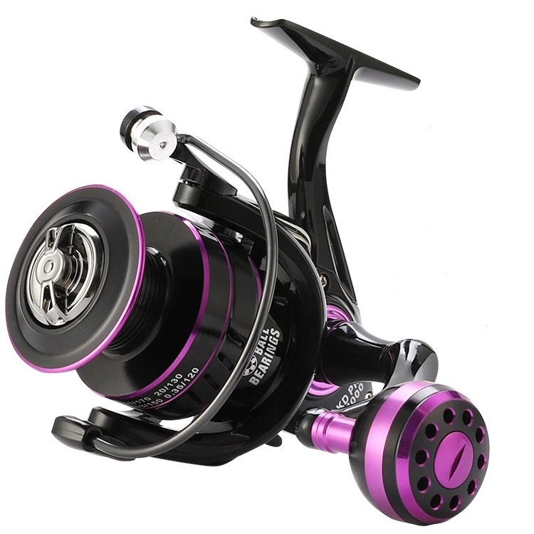 Large Capacity Metal Spool 1000-6000 Max Drag 10kg Powerful Purple Spinning Fishing Reel With EVA Handle