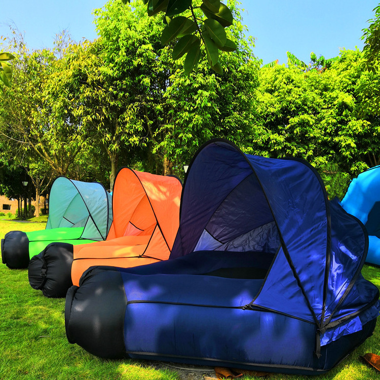 Portable Camping Beach Unique Sunshade Design Inflatable Couch Sofa Air Lounger