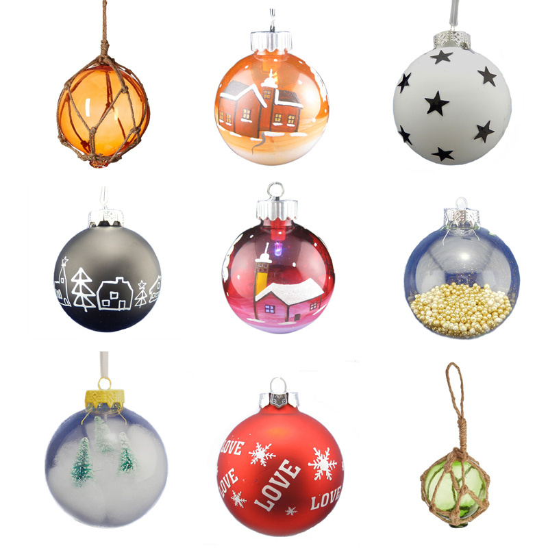 Artdragon DIY Hanging Hand Blown Clear Borosilicate Bubble Glass Christmas Heavy Duty Ball Ornaments