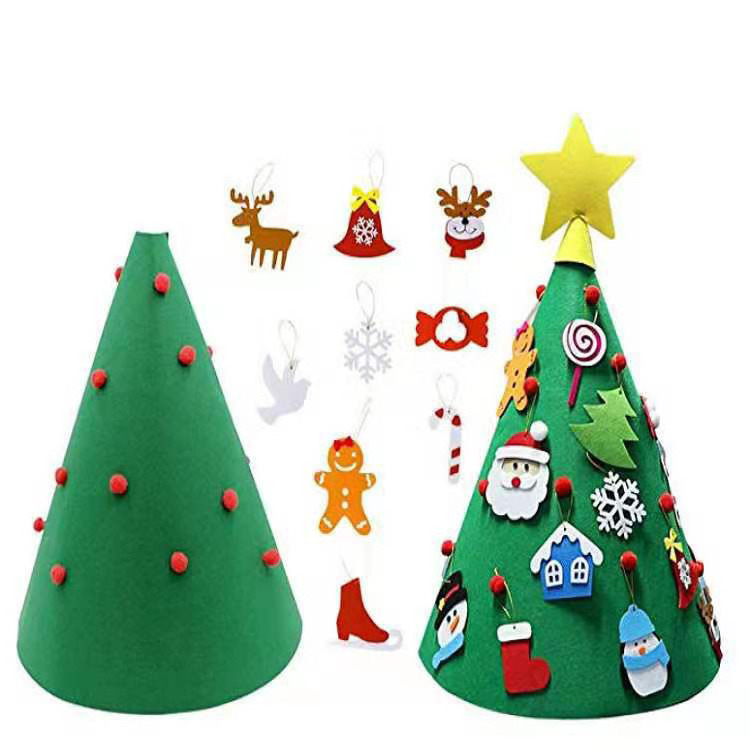 Christmas Decoration Gifts DIY Felt Christmas Wall Tree With Ornament Set For Kids