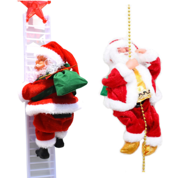 2022 Hot Children Toys for Christmas Decoration Electric Climbing Santa Claus on Ladder with Lights and Jingle Bell Music