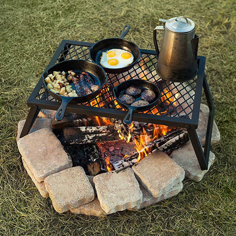 Outdoor Basics Portable Stainless Steel BBQ Barbeque Grid Folding Campfire Grill