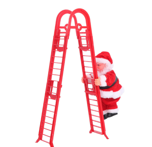 2022 Hot Children Toys for Christmas Decoration Electric Climbing Santa Claus on Ladder with Lights and Jingle Bell Music