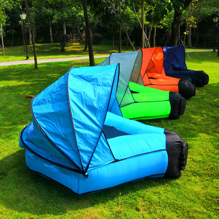 Portable Camping Beach Unique Sunshade Design Inflatable Couch Sofa Air Lounger